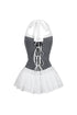 Front Tie Halter Gauze Maid Mini Dress